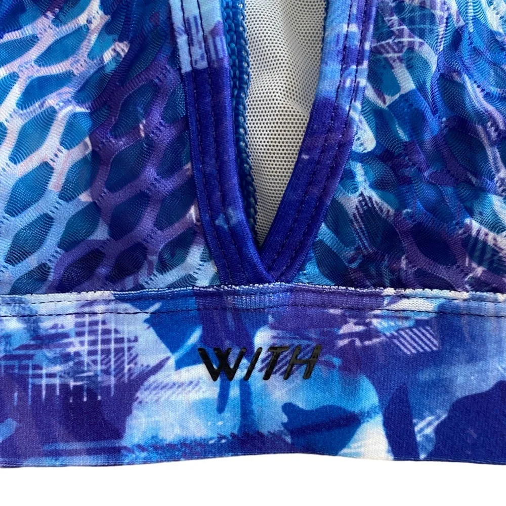 NEW Peloton x WITH Blue Moves High Neck Racerback Cutout Sports Bra Size Medium - Picture 12 of 15